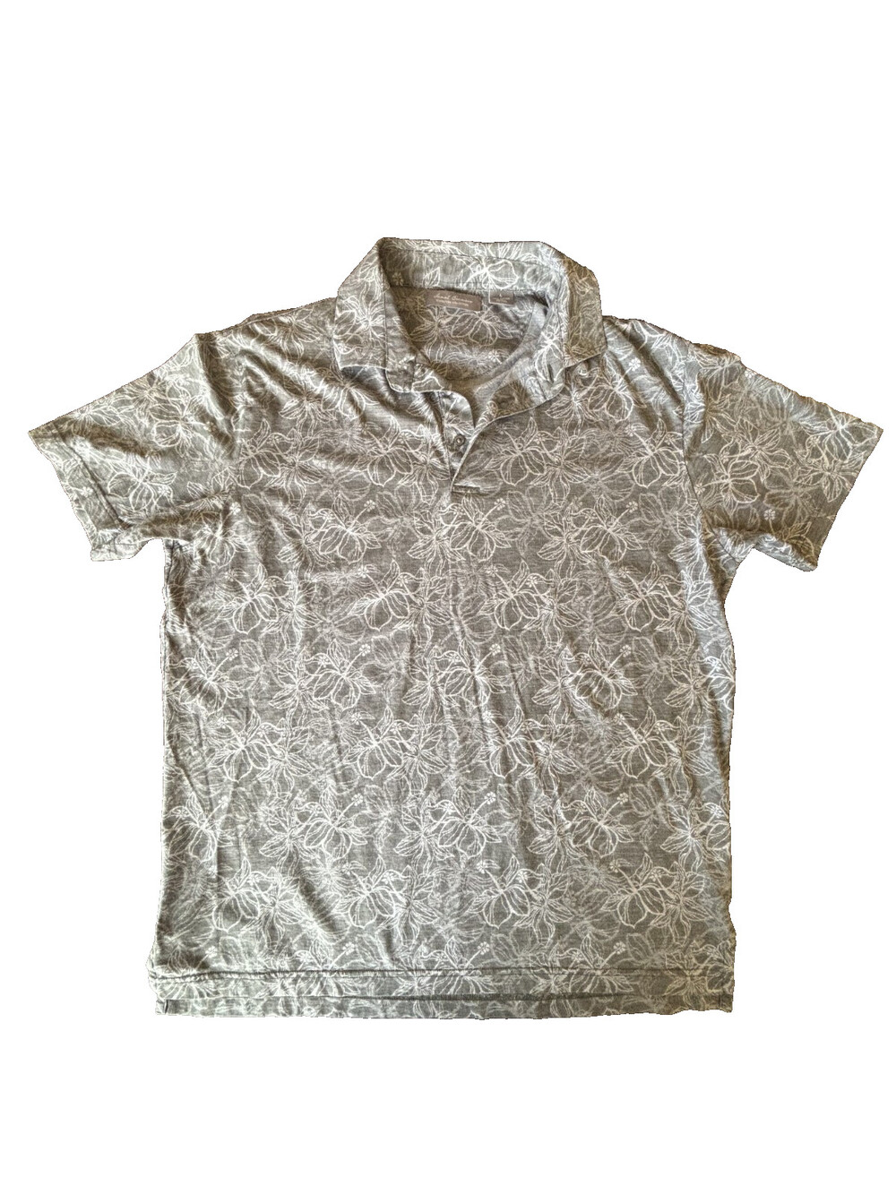 DANIEL CREMIEUX Signature Mens Gray Polo Shirt Short Sleeve Floral Print L